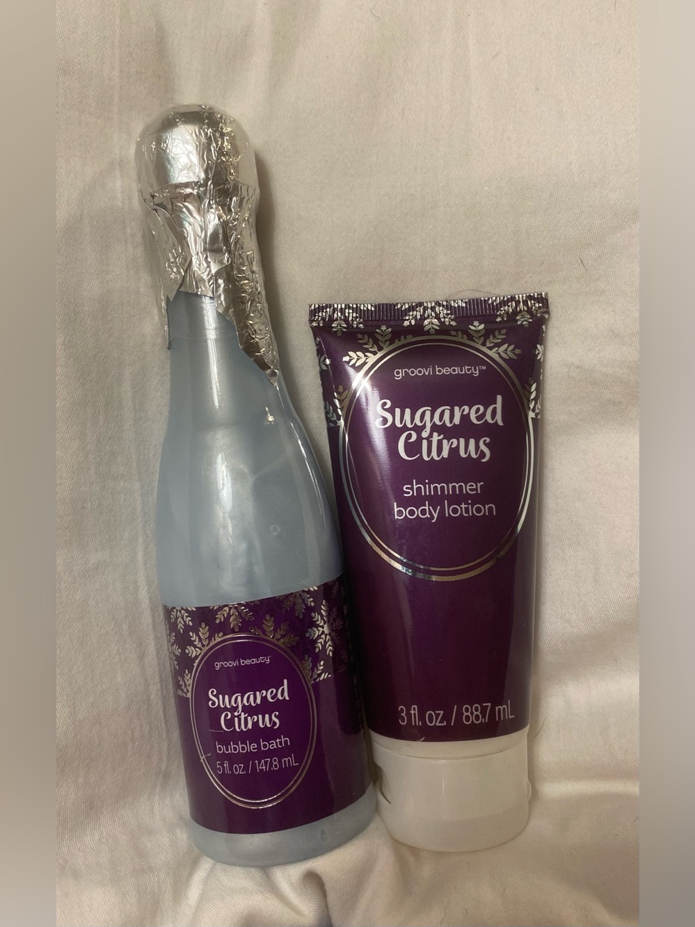 Groovi Beauty Sugared Citrus Shimmer Body Lotion & Bubble Bath Set